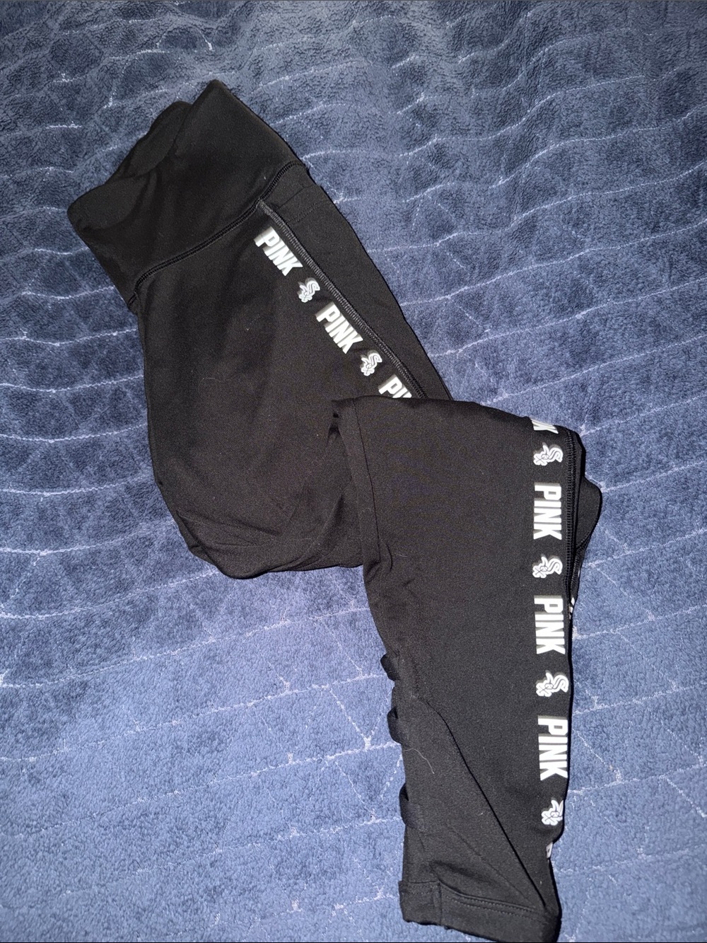 PINK Victoria's Secret Black Logo-Striped Girls' Leggings Chicago white Sox